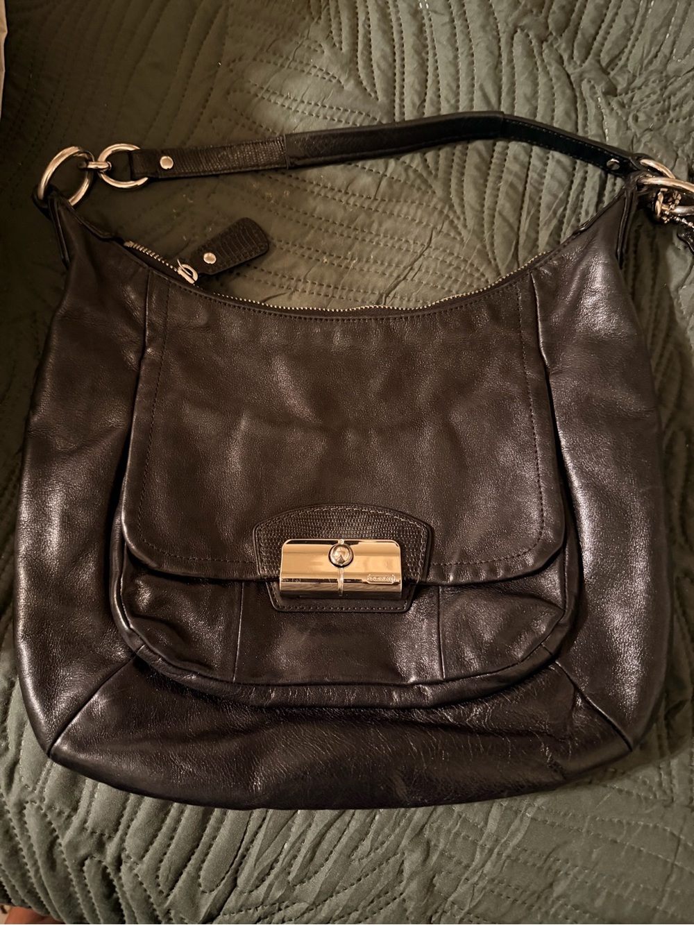 Coach Black Leather Kristin Bag with silver Hardware
